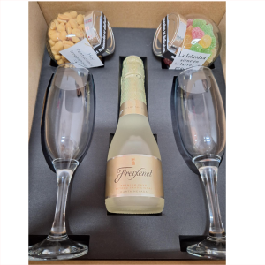 Caja de copas y vino espumante -Modelo 1