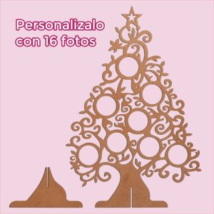 Árbol de navidad de madera con portafotos