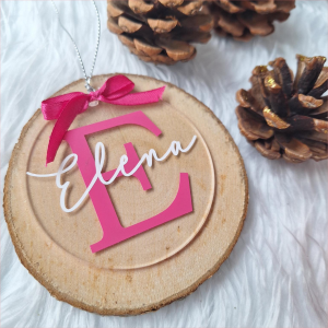 Acrílicos de navidad con Inicial y nombre de 8 cm