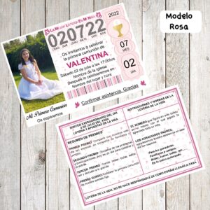 Invitación décimo de lotería de niña