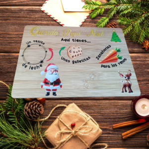 Bandeja de madera para Papá Noel personalizada