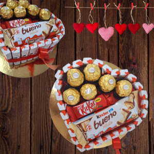 Tarta de chocolates en forma de corazón