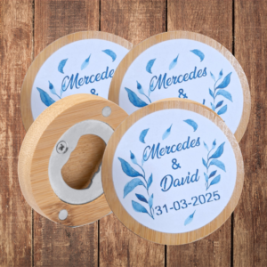 Abridor imantado de bambú personalizado
