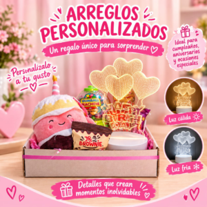 Arreglo Happy Birthday con lámpara